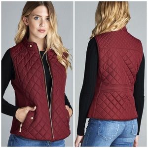 Plus size quilted padding vest with pockets